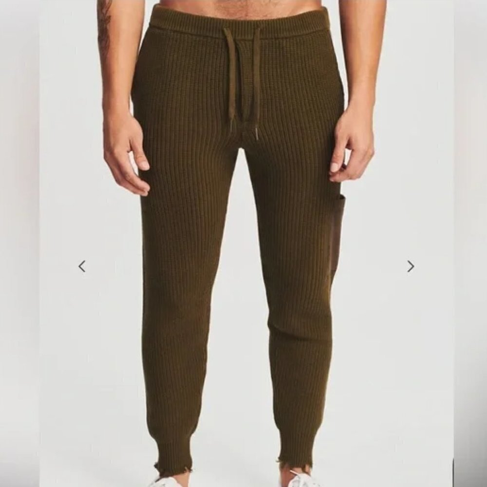 SER.O.YA NWT Men’s Jason Ribbed Jogger Pants in Olive Wool, size XL